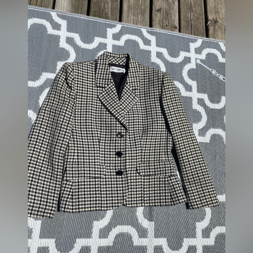 Vintage 80s Guy Laroche Paris Houndstooth Blazer wool - Black & White